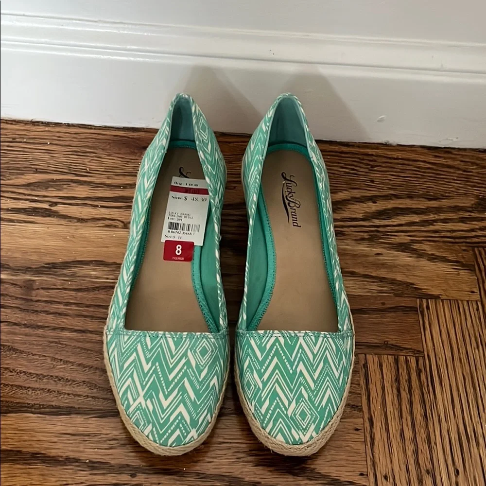 Lucky Brand Green Patterned Wedge Shoes